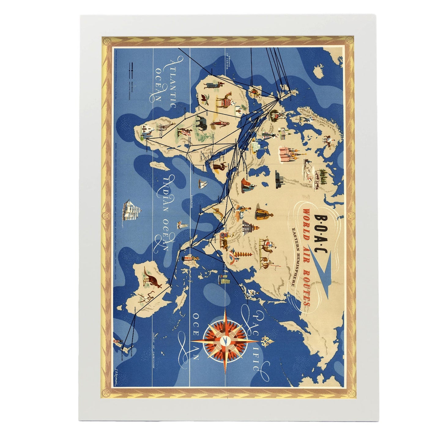 BOAC-World-route-map-Eastern-Hemisphere-Artwork-Nacnic-A3-Marco Blanco-Nacnic Estudio SL