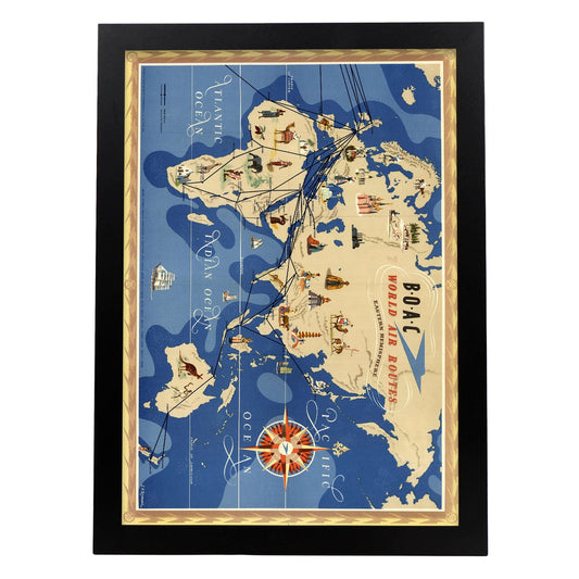 BOAC-World-route-map-Eastern-Hemisphere-Artwork-Nacnic-A3-Sin marco-Nacnic Estudio SL