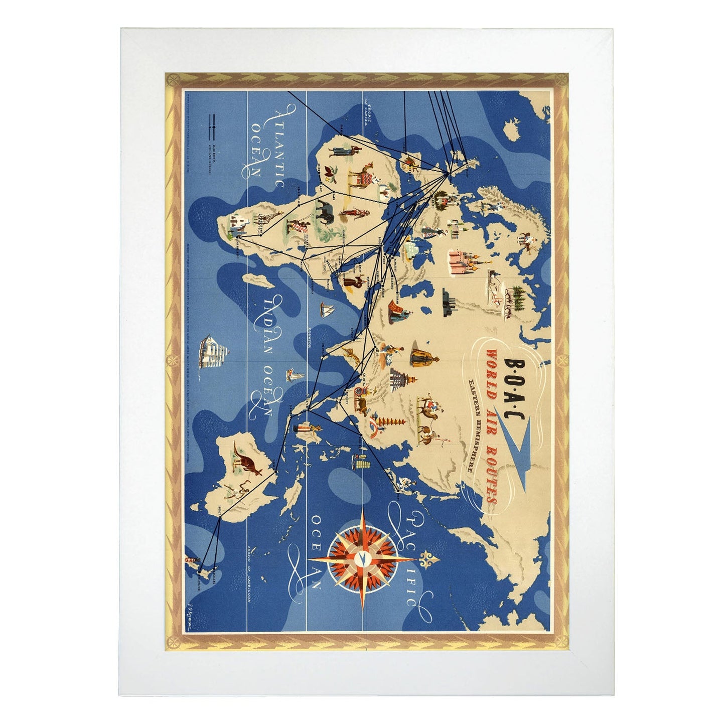 BOAC-World-route-map-Eastern-Hemisphere-Artwork-Nacnic-A4-Marco Blanco-Nacnic Estudio SL