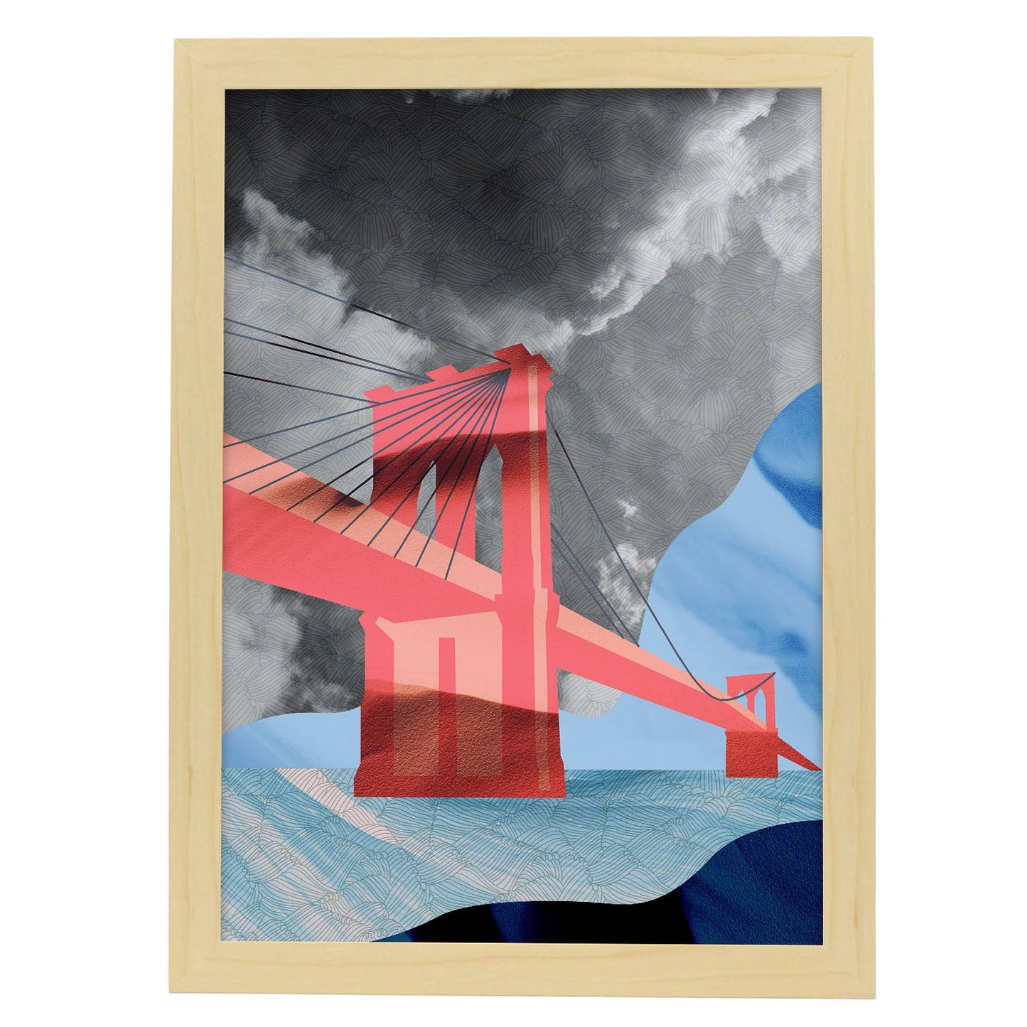 Brooklyn Bridge-Artwork-Nacnic-A3-Marco Madera clara-Nacnic Estudio SL