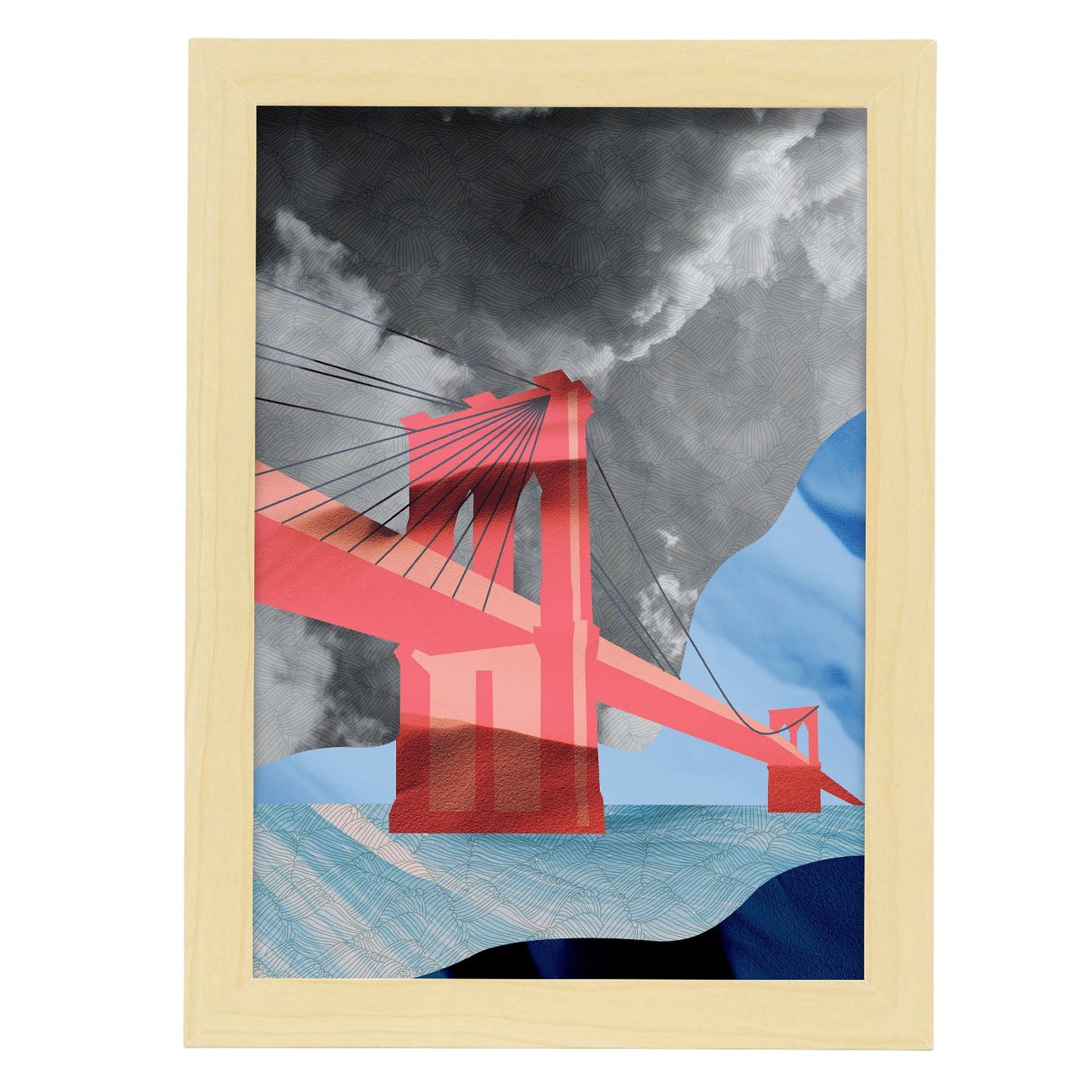 Brooklyn Bridge-Artwork-Nacnic-A4-Marco Madera clara-Nacnic Estudio SL
