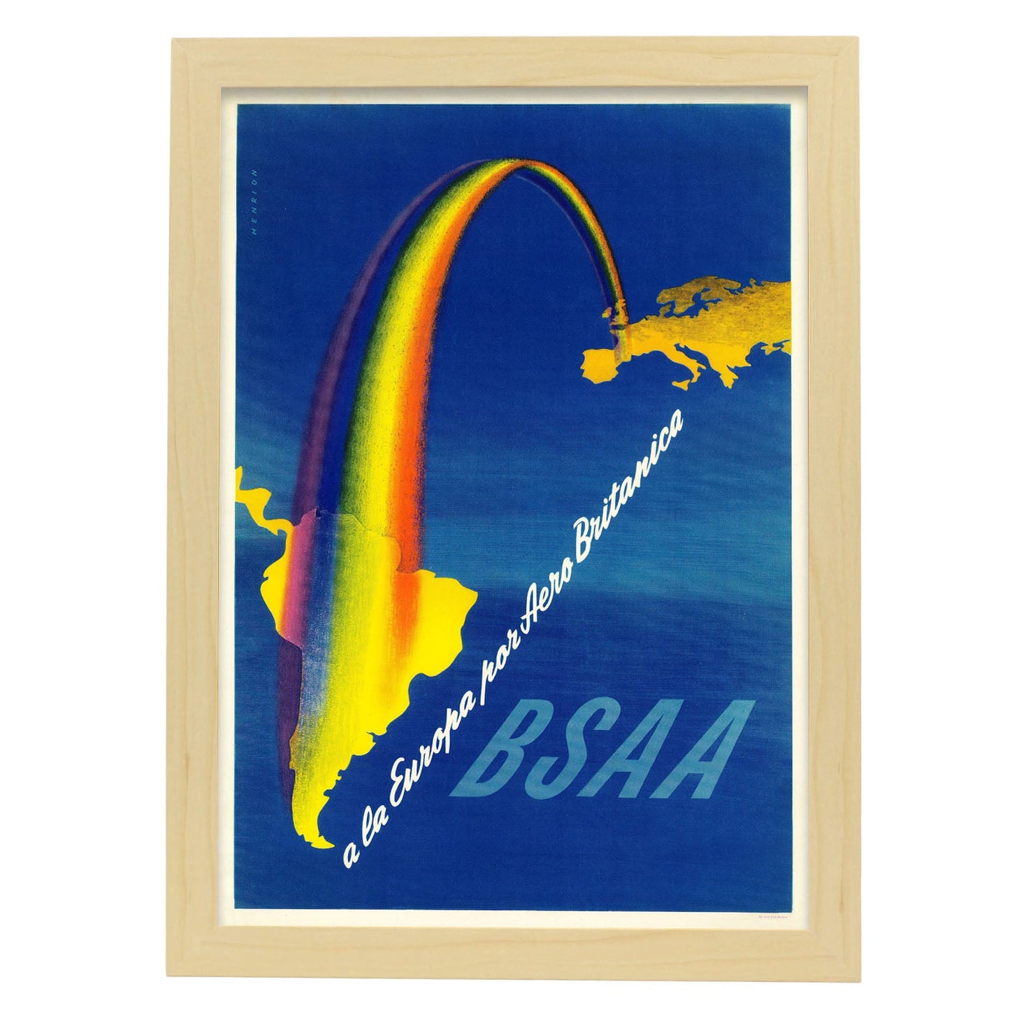 BSAA-Vintage-airline-poster-Artwork-Nacnic-A3-Marco Madera clara-Nacnic Estudio SL