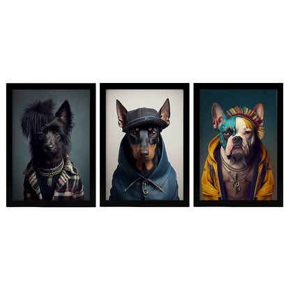 Bulldog de heepdog animal humano nacnico Doberman. Estampados de arte de pared estético para el diseño de dormitorio o sala de estar-Artwork-Nacnic-A4-Sin marco-Nacnic Estudio SL