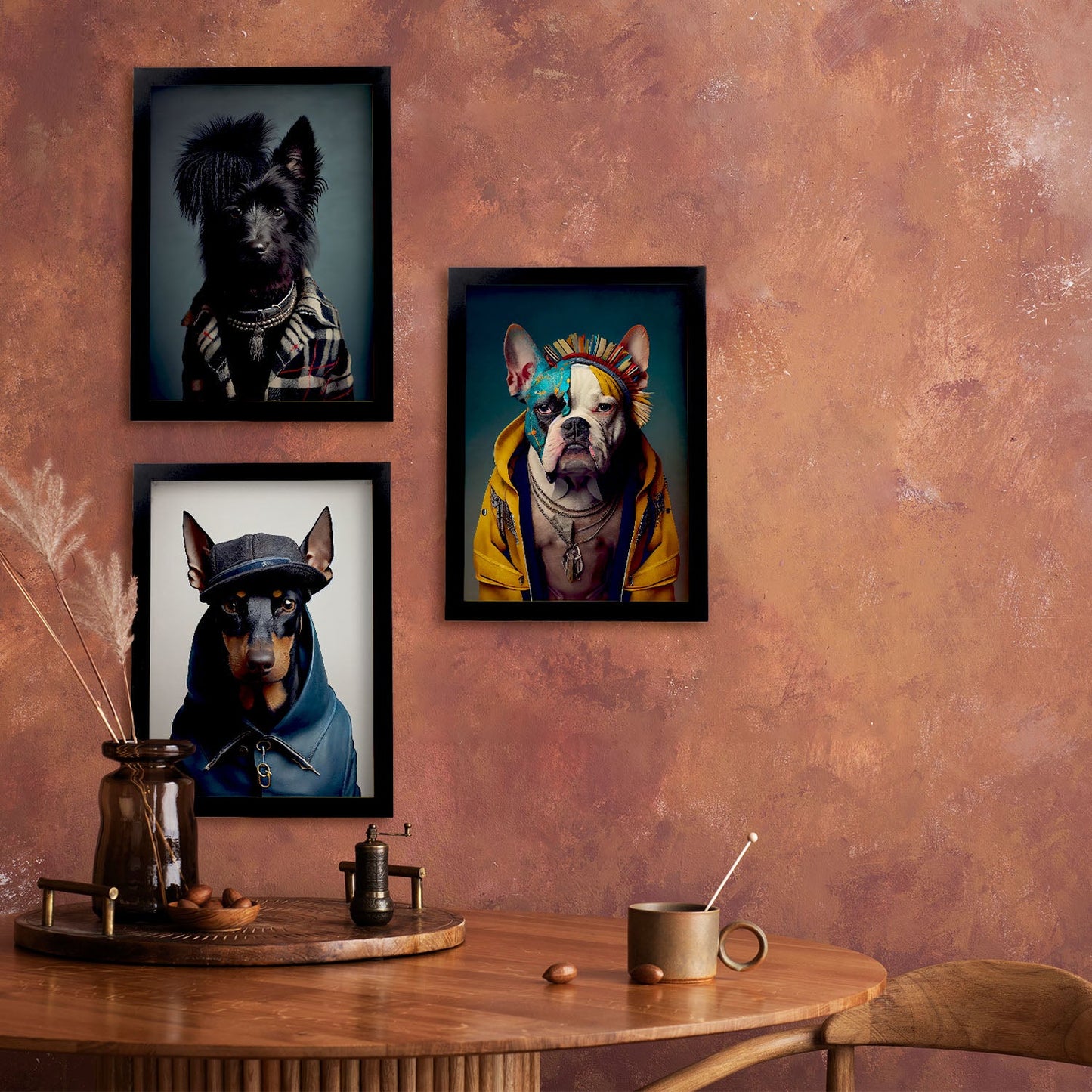 Bulldog de heepdog animal humano nacnico Doberman. Estampados de arte de pared estético para el diseño de dormitorio o sala de estar-Artwork-Nacnic-Nacnic Estudio SL