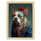 Bulldog nacnic vestido con ropa humana. Estampados de arte de pared estético para el diseño de dormitorio o sala de estar.-Artwork-Nacnic-A4-Marco Madera clara-Nacnic Estudio SL