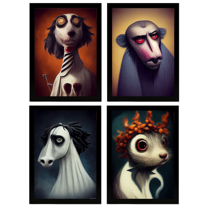 Burton style Animal Illustrations and Posters inspired by Burton's Dark and Goth art Interior Design and Decoration Set Collection 10-Artwork-Nacnic-A4-Sin Marco-Nacnic Estudio SL