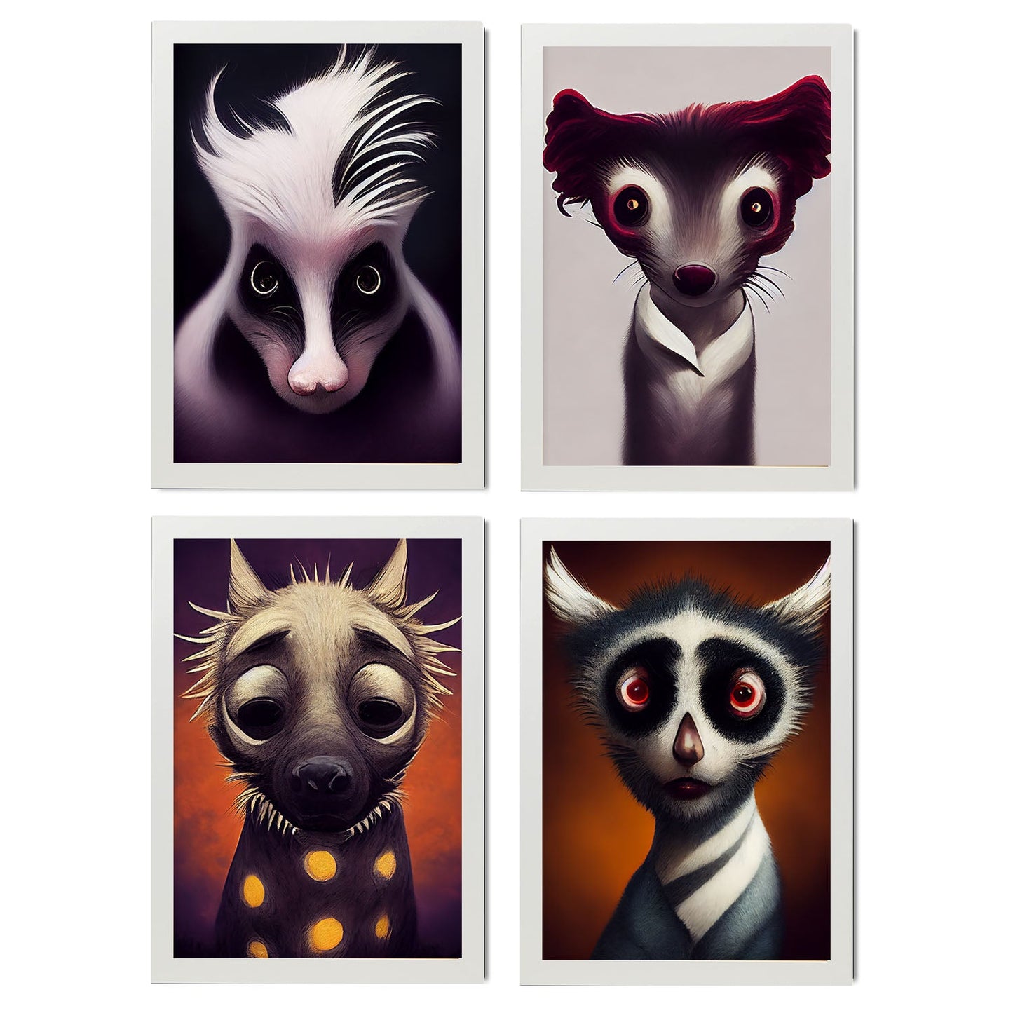 Burton style Animal Illustrations and Posters inspired by Burton's Dark and Goth art Interior Design and Decoration Set Collection 2-Artwork-Nacnic-A4-Marco Blanco-Nacnic Estudio SL