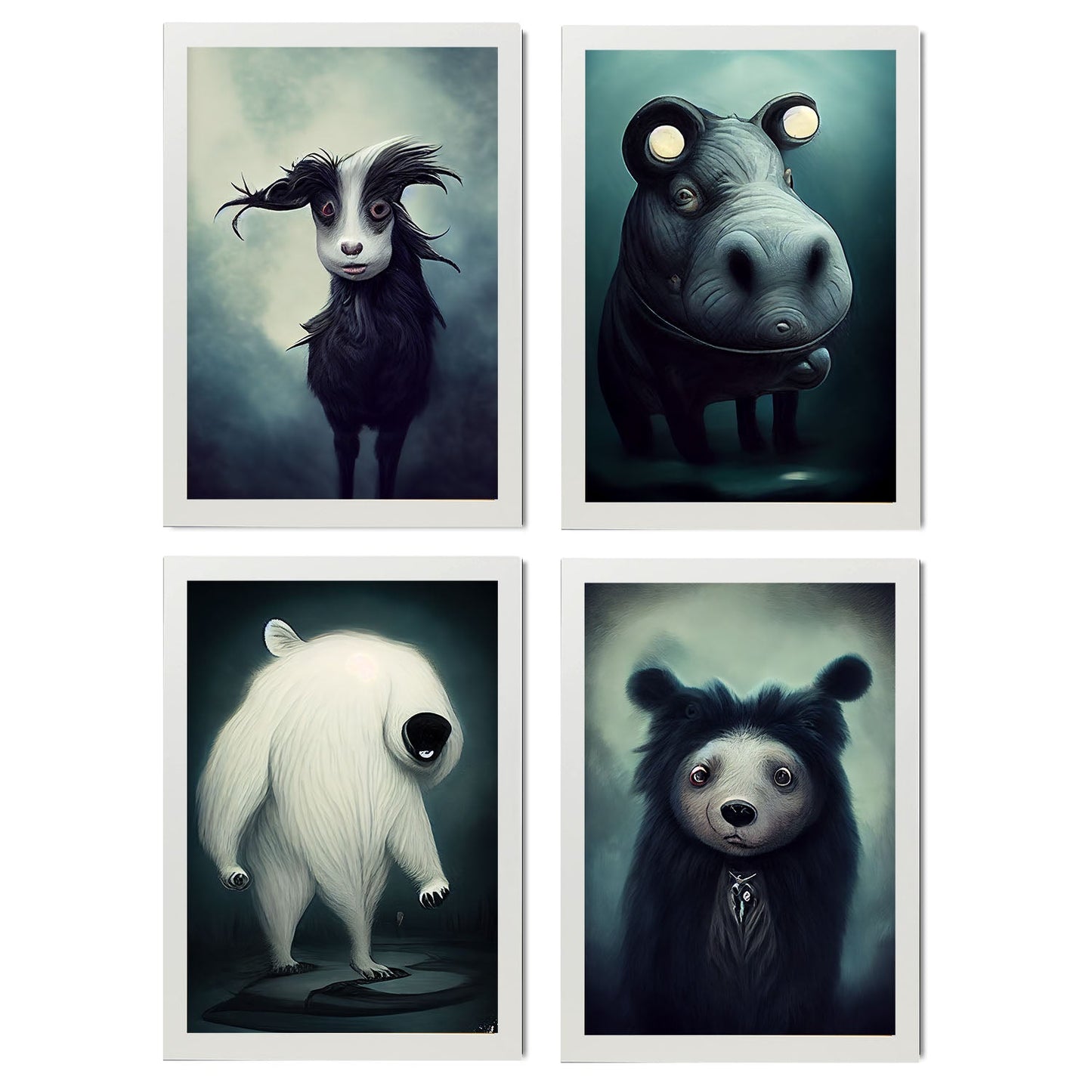 Burton style Animal Illustrations and Posters inspired by Burton's Dark and Goth art Interior Design and Decoration Set Collection 3-Artwork-Nacnic-A4-Marco Blanco-Nacnic Estudio SL