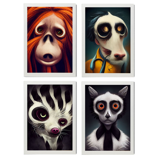 Burton style Animal Illustrations and Posters inspired by Burton's Dark and Goth art Interior Design and Decoration Set Collection 4-Artwork-Nacnic-A4-Marco Blanco-Nacnic Estudio SL