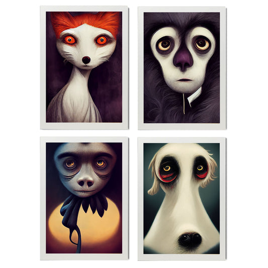 Burton style Animal Illustrations and Posters inspired by Burton's Dark and Goth art Interior Design and Decoration Set Collection 6-Artwork-Nacnic-A4-Marco Blanco-Nacnic Estudio SL