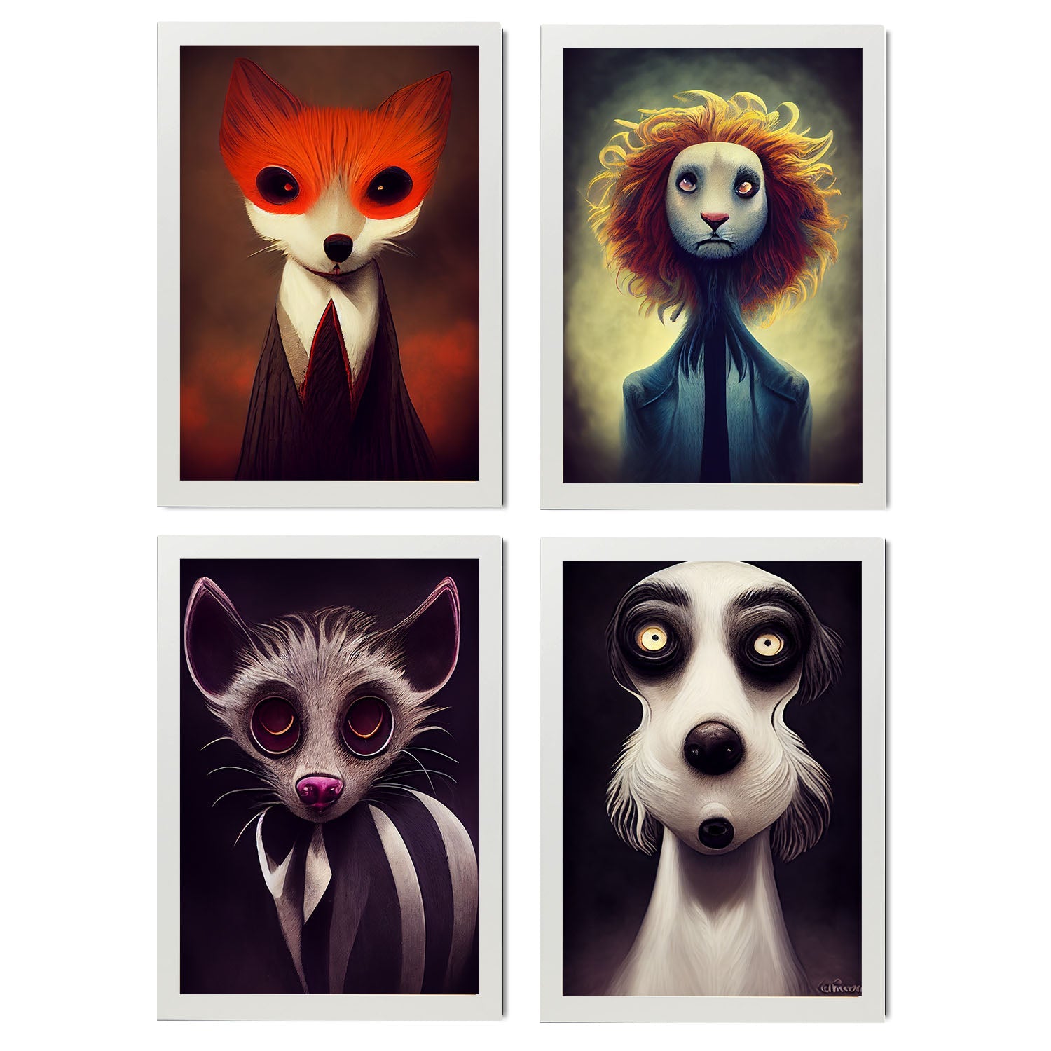 Burton style Animal Illustrations and Posters inspired by Burton's Dark and Goth art Interior Design and Decoration Set Collection 7-Artwork-Nacnic-A4-Marco Blanco-Nacnic Estudio SL