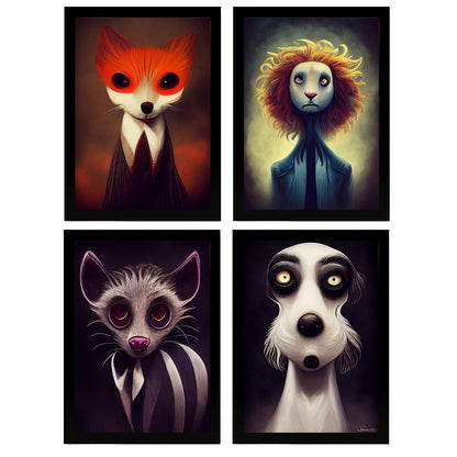 Burton style Animal Illustrations and Posters inspired by Burton's Dark and Goth art Interior Design and Decoration Set Collection 7-Artwork-Nacnic-A4-Sin Marco-Nacnic Estudio SL