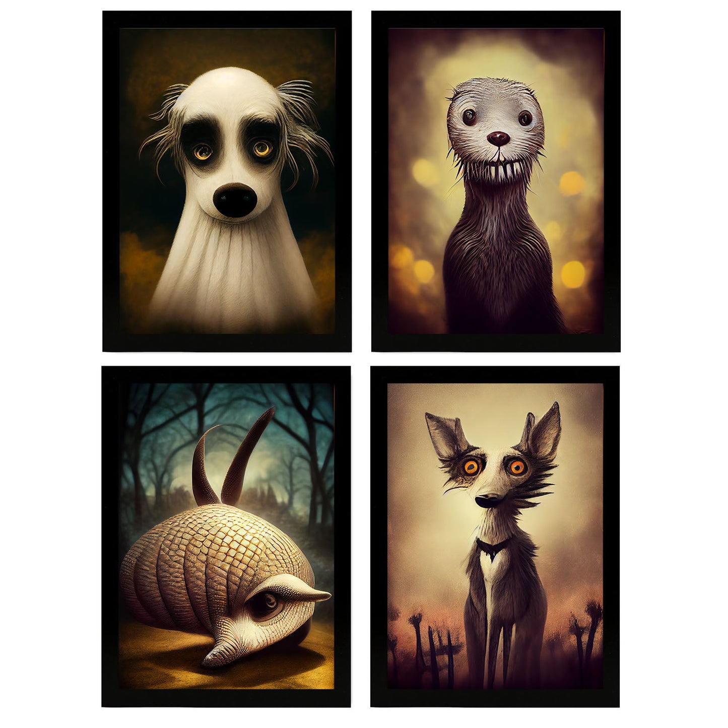 Burton style Animal Illustrations and Posters inspired by Burton's Dark and Goth art Interior Design and Decoration Set Collection 8-Artwork-Nacnic-A4-Sin Marco-Nacnic Estudio SL