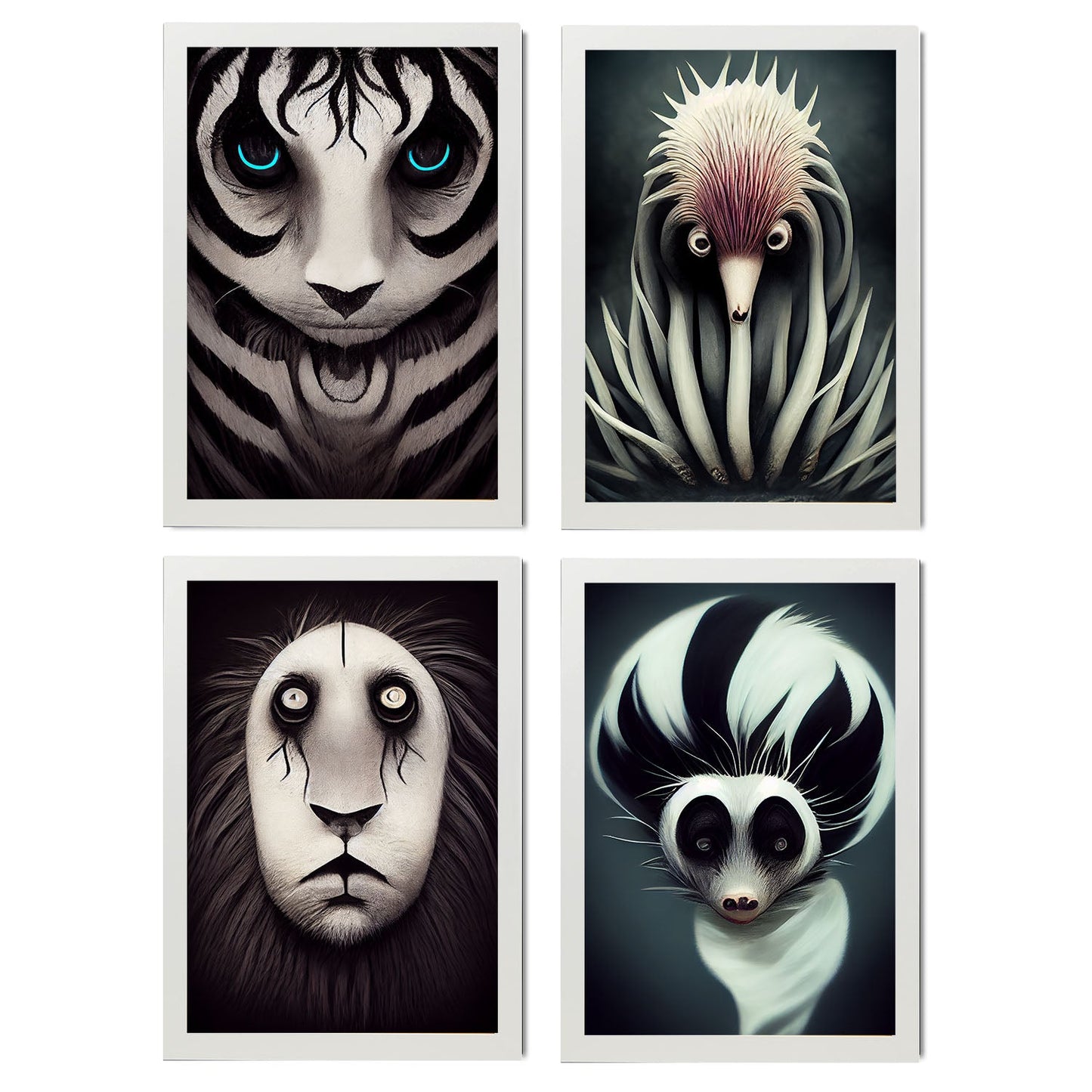 Burton style Animal Illustrations and Posters inspired by Burton's Dark and Goth art Interior Design and Decoration Set Collection 9-Artwork-Nacnic-A4-Marco Blanco-Nacnic Estudio SL