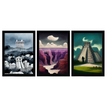 Burton style Illustrations of monuments and cities inspired by Burton's Dark and Goth art Interior Design and Decoration Set Collection 11-Artwork-Nacnic-A4-Sin Marco-Nacnic Estudio SL