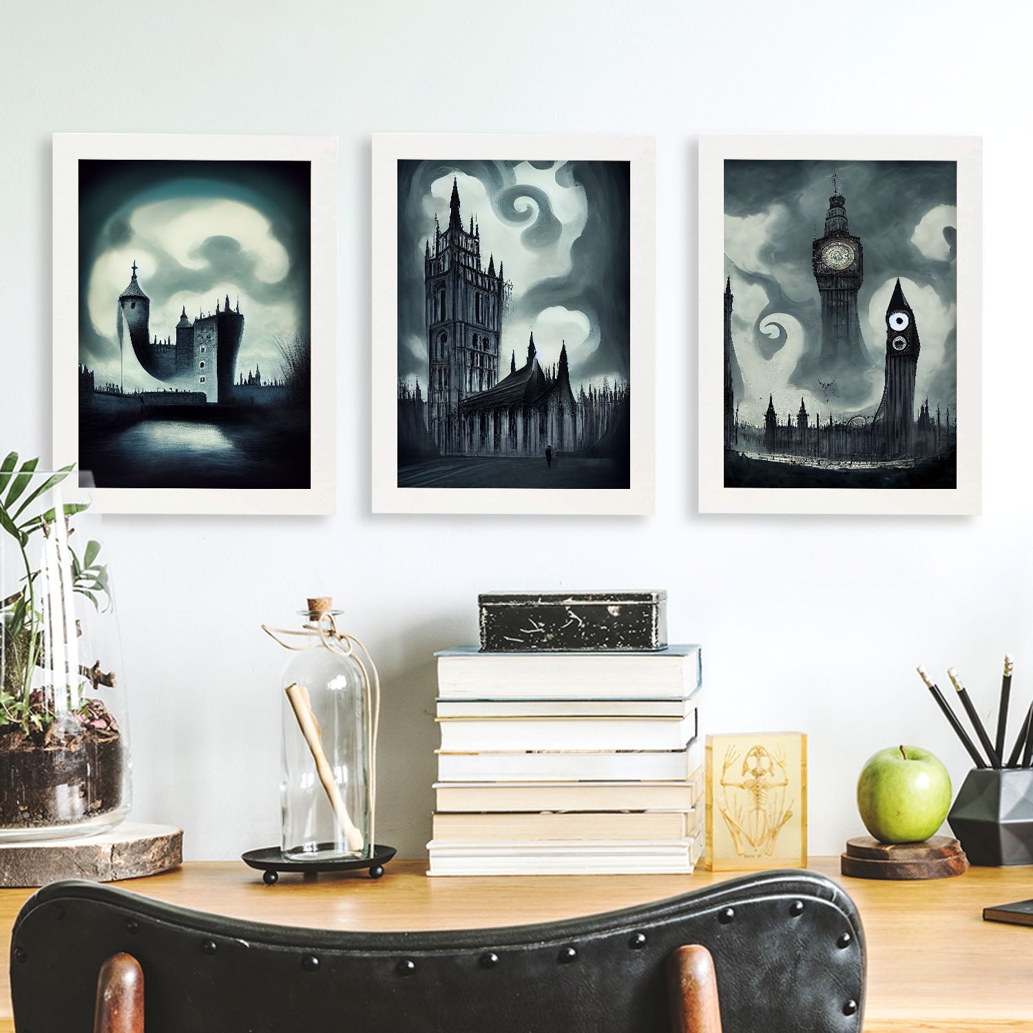 Burton style Illustrations of monuments and cities inspired by Burton's Dark and Goth art Interior Design and Decoration Set Collection 12-Artwork-Nacnic-Nacnic Estudio SL