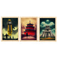 Burton style Illustrations of monuments and cities inspired by Burton's Dark and Goth art Interior Design and Decoration Set Collection 8-Artwork-Nacnic-A4-Marco Madera clara-Nacnic Estudio SL