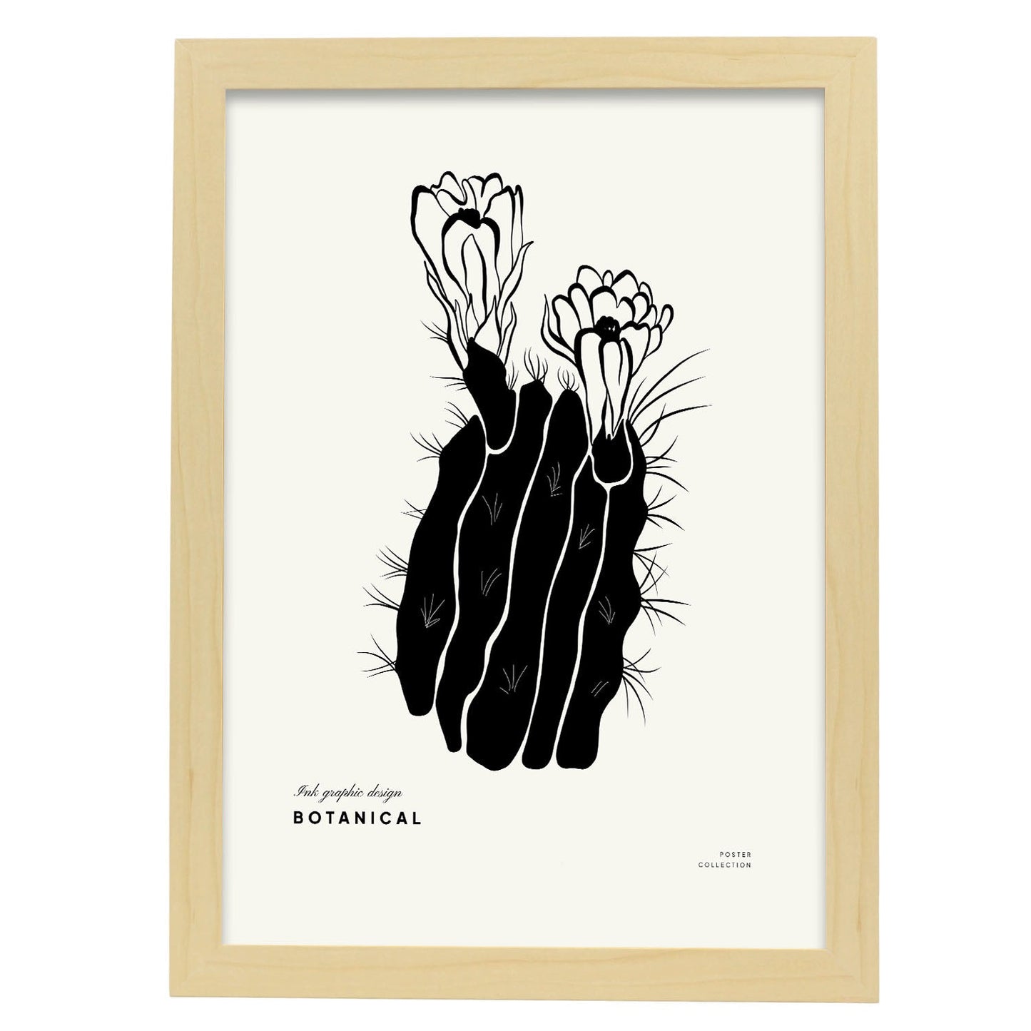 Cactus Flowers-Artwork-Nacnic-A3-Marco Madera clara-Nacnic Estudio SL