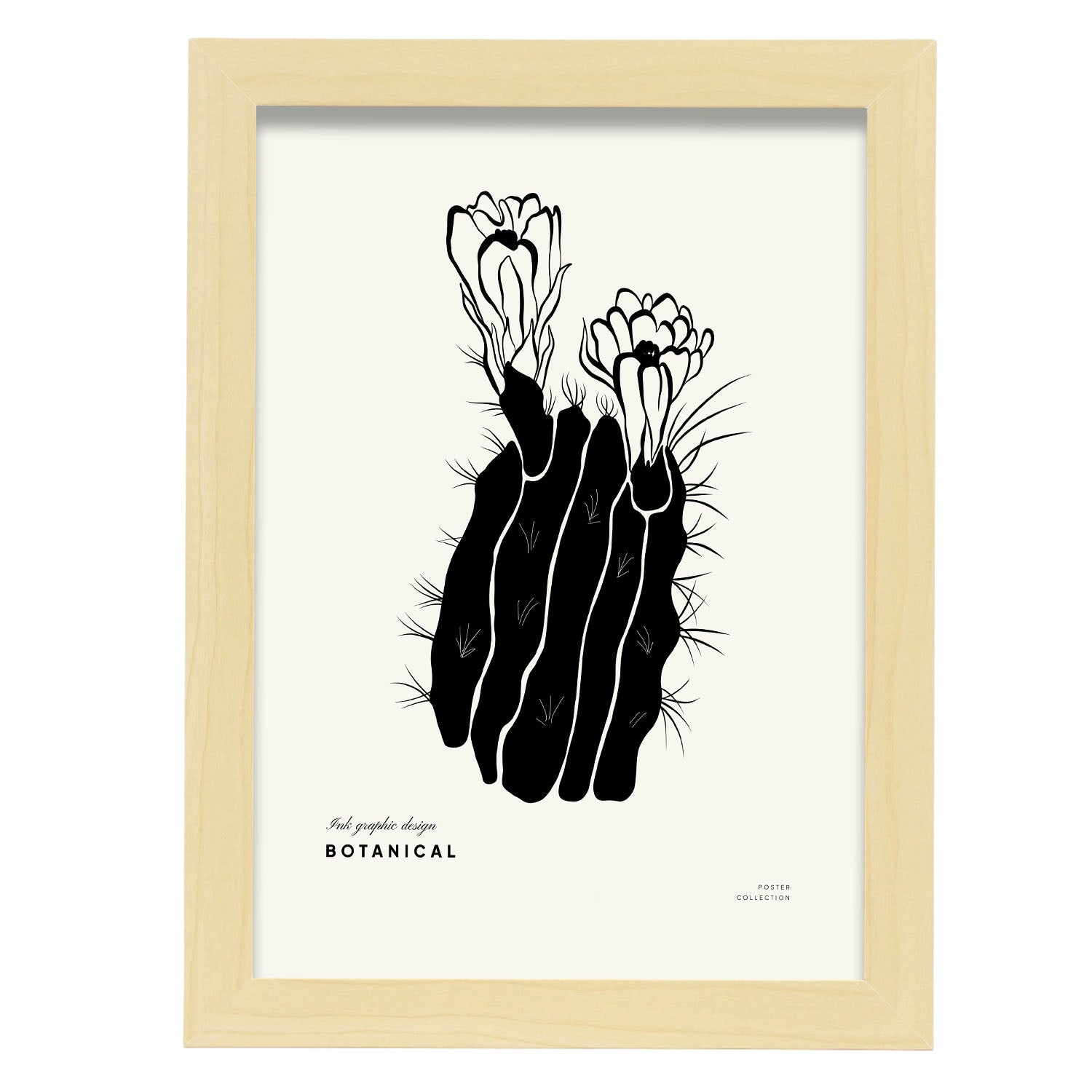 Cactus Flowers-Artwork-Nacnic-A4-Marco Madera clara-Nacnic Estudio SL