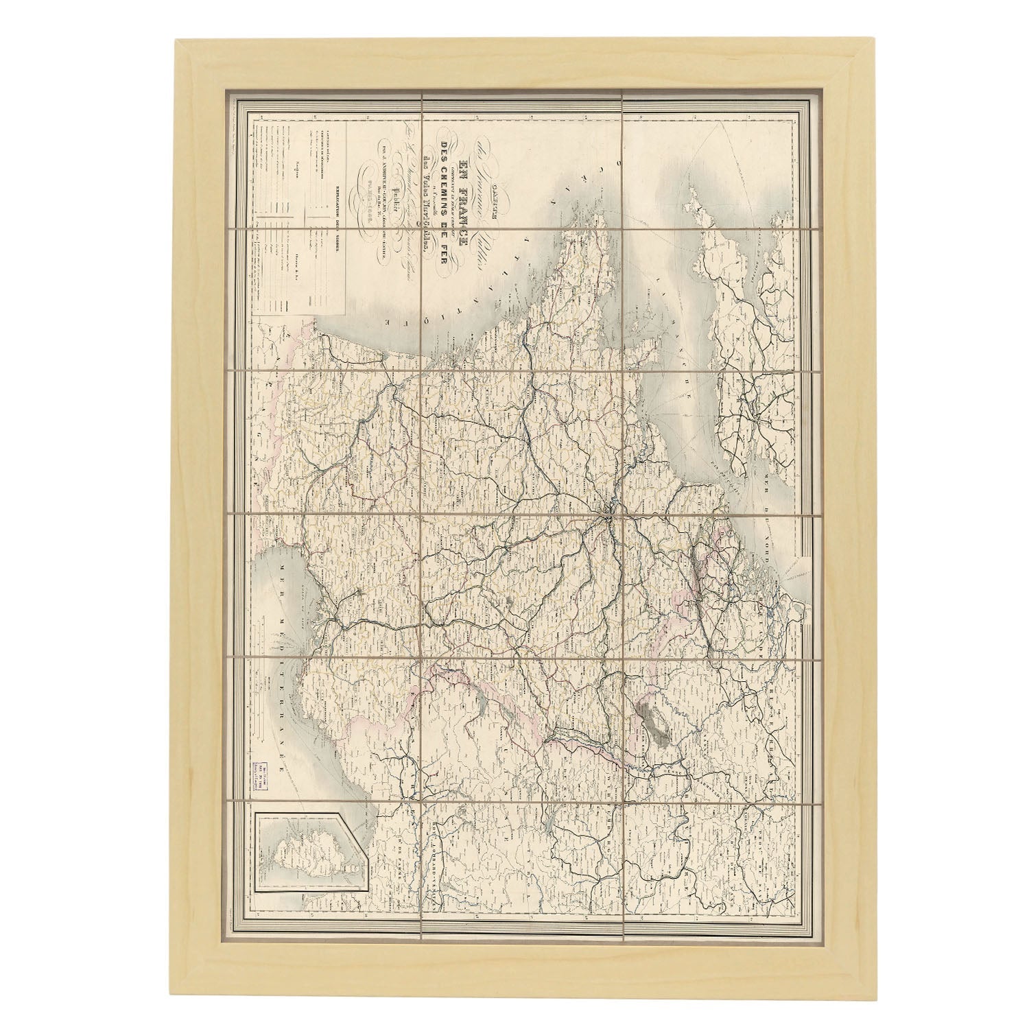 Carte des travaux publics en France 1865-Artwork-Nacnic-A3-Marco Madera clara-Nacnic Estudio SL