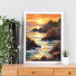 Cartel de la Playa al Atardecer en Óleo