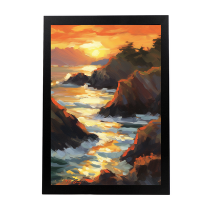 Cartel de la Playa al Atardecer en Óleo