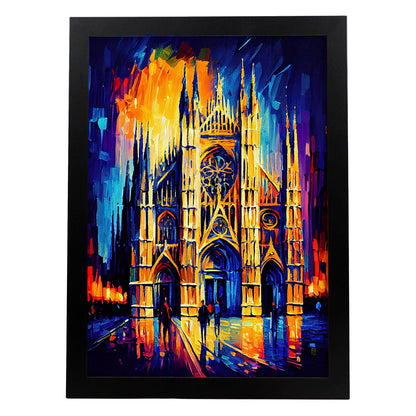 Catedral de Milán Nacnic Milán Italia PERRAMA DE PINTURA DEL OLLO. Estampados de arte de pared estético para el diseño de dormitorio o sala de estar.-Artwork-Nacnic-A4-Sin marco-Nacnic Estudio SL