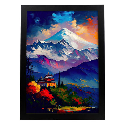 Cepillo de pintura al óleo nacnic kangchenjunga golpes coloridos h. Estampados de arte de pared estético para el diseño de dormitorio o sala de estar.-Artwork-Nacnic-A4-Sin marco-Nacnic Estudio SL