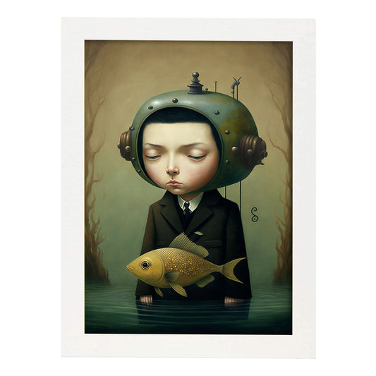 Cinemática supranaturalista nacnica por Duy Huynh Benjamin l 2. Impresiones de arte de pared estética para el diseño de dormitorio o sala de estar.-Artwork-Nacnic-A4-Marco Blanco-Nacnic Estudio SL