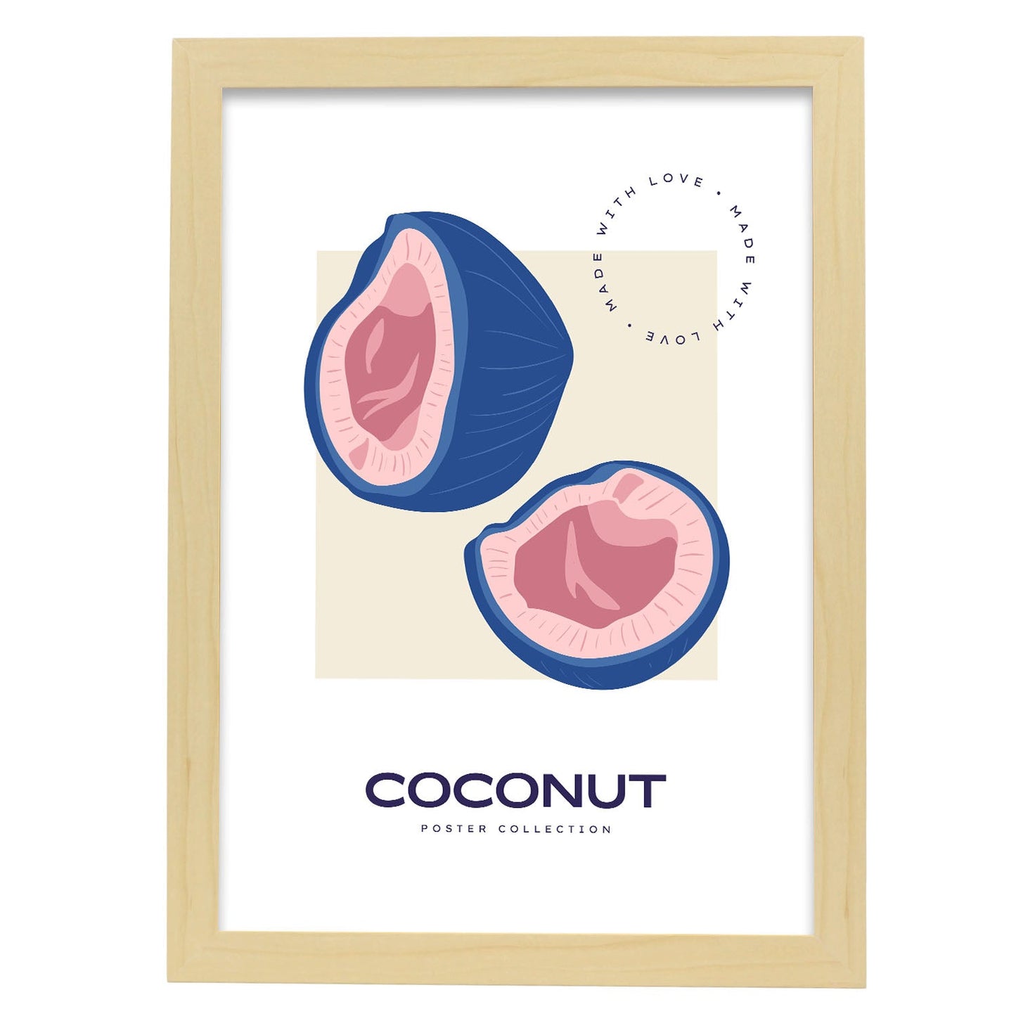 Coconut-Artwork-Nacnic-A3-Marco Madera clara-Nacnic Estudio SL