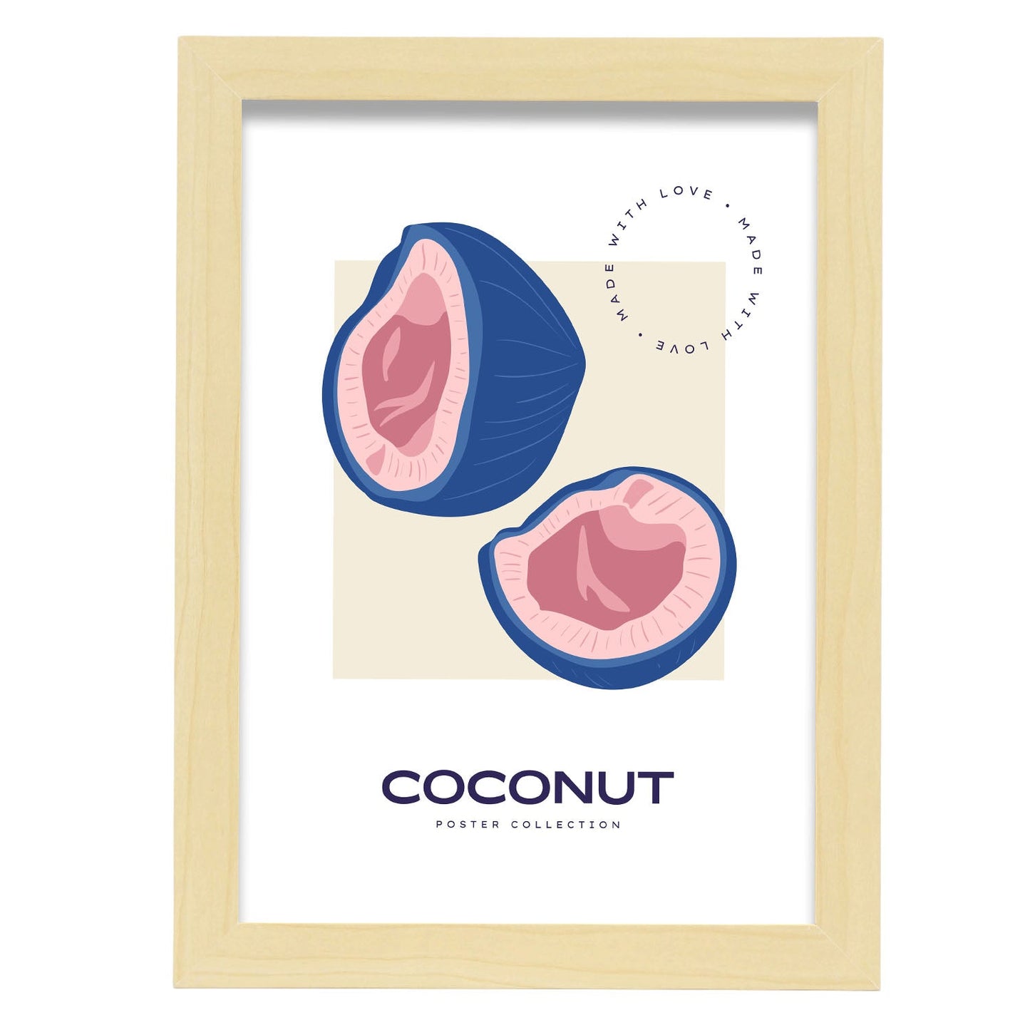 Coconut-Artwork-Nacnic-A4-Marco Madera clara-Nacnic Estudio SL