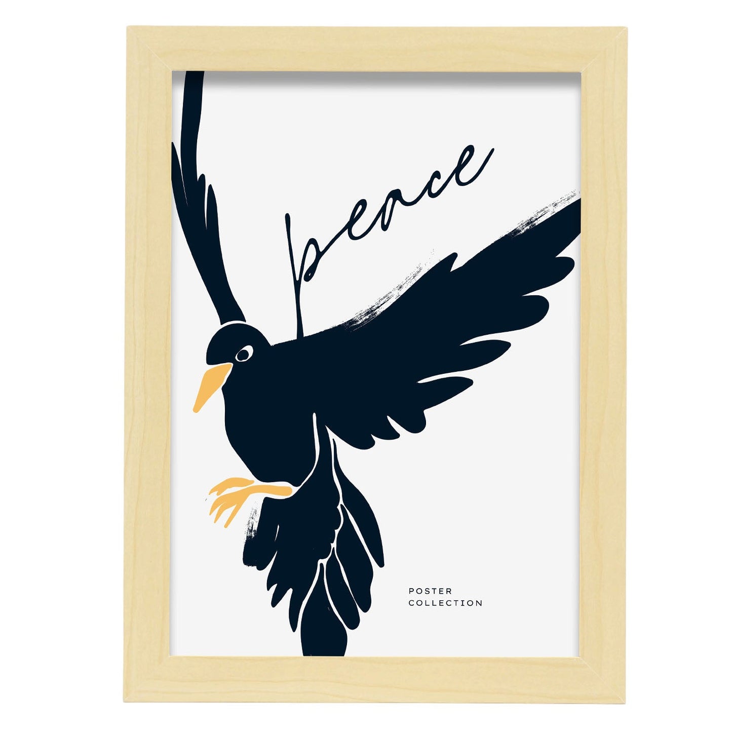 Crow Peace-Artwork-Nacnic-A4-Marco Madera clara-Nacnic Estudio SL