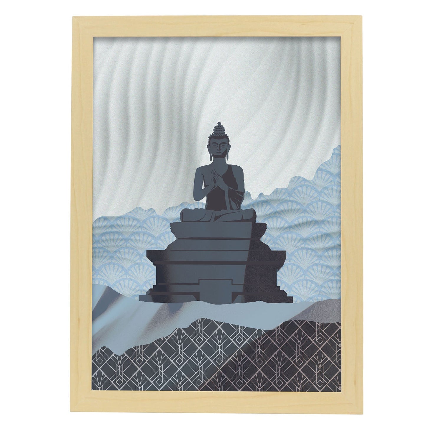 Dharmachakra Mudra Buddha-Artwork-Nacnic-A3-Marco Madera clara-Nacnic Estudio SL