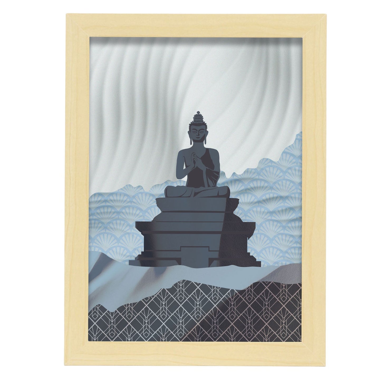 Dharmachakra Mudra Buddha-Artwork-Nacnic-A4-Marco Madera clara-Nacnic Estudio SL