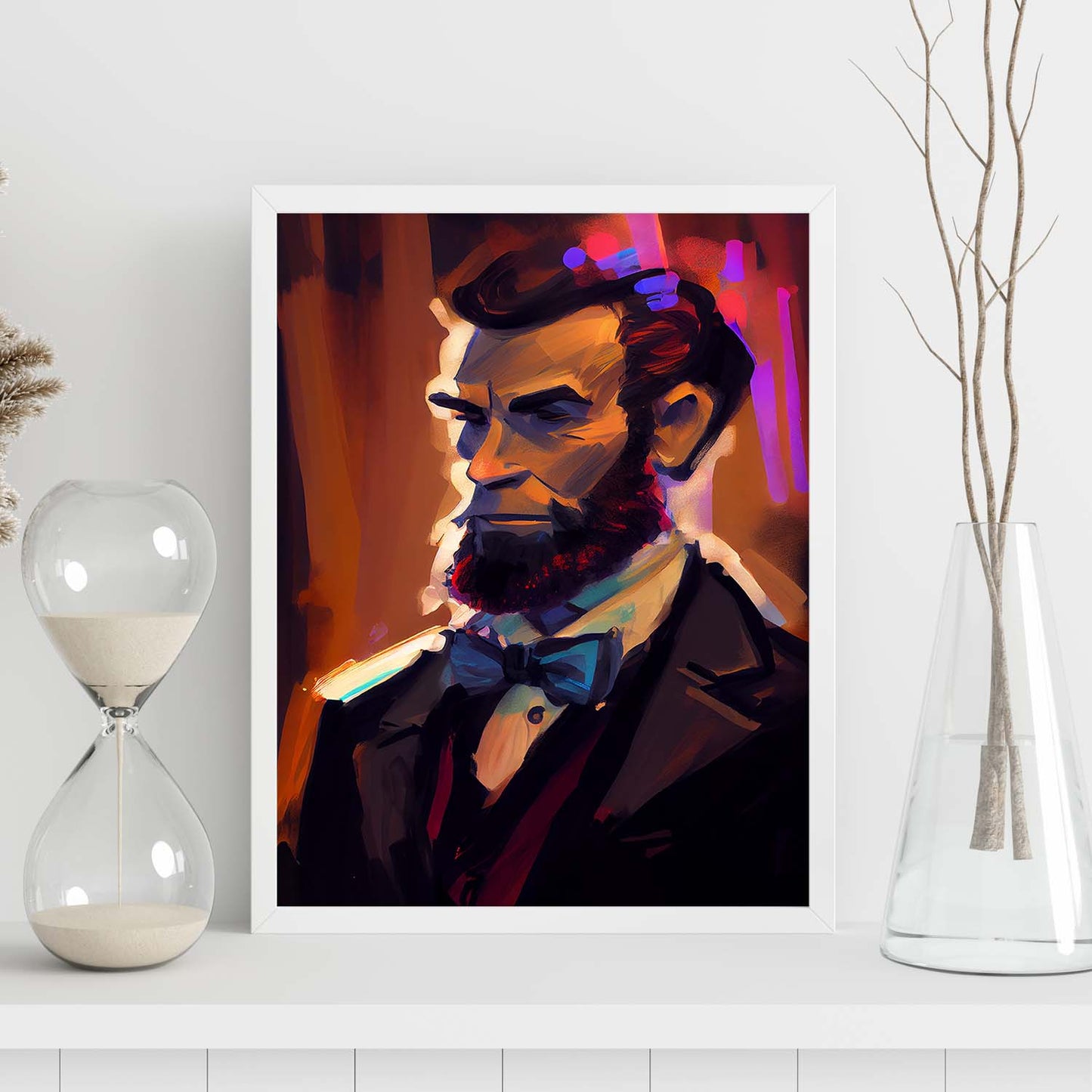 Dibujo de figura dinámica de estilo Nacnic Abraham Lincoln Pixar. Estampados de arte de pared estético para el diseño de dormitorio o sala de estar.-Artwork-Nacnic-Nacnic Estudio SL