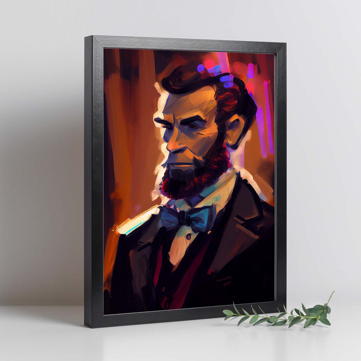 Dibujo de figura dinámica de estilo Nacnic Abraham Lincoln Pixar. Estampados de arte de pared estético para el diseño de dormitorio o sala de estar.-Artwork-Nacnic-Nacnic Estudio SL