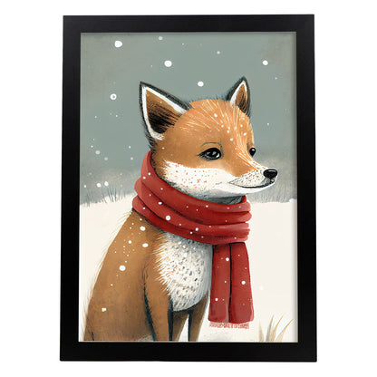 Dingo nacnico lindo bebé con rojo. Estampados de arte de pared estético para el diseño de dormitorio o sala de estar.-Artwork-Nacnic-A4-Sin marco-Nacnic Estudio SL