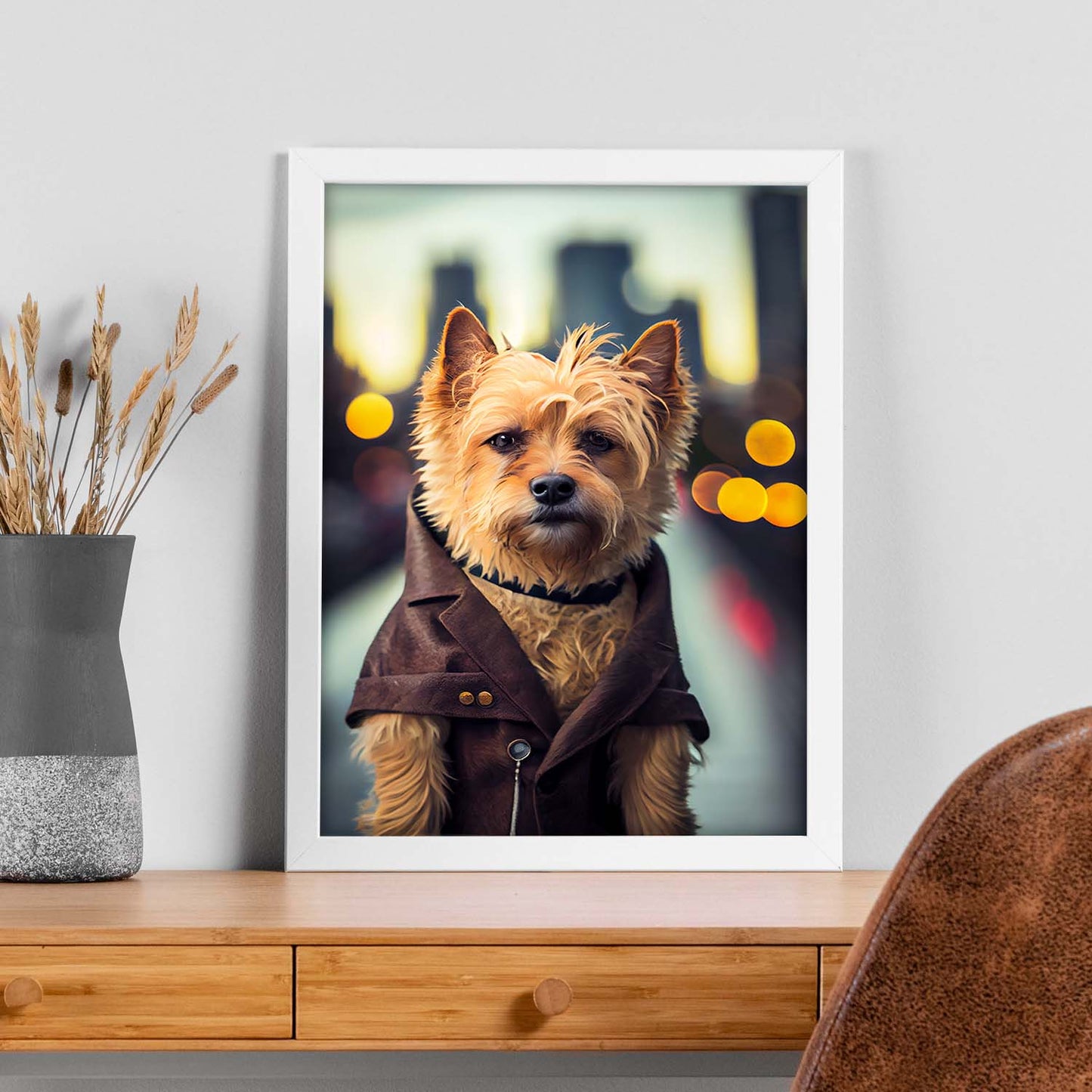 Dog Nacnic Australian Terrier vestido con ropa humana. Estampados de arte de pared estético para el diseño de dormitorio o sala de estar.-Artwork-Nacnic-Nacnic Estudio SL