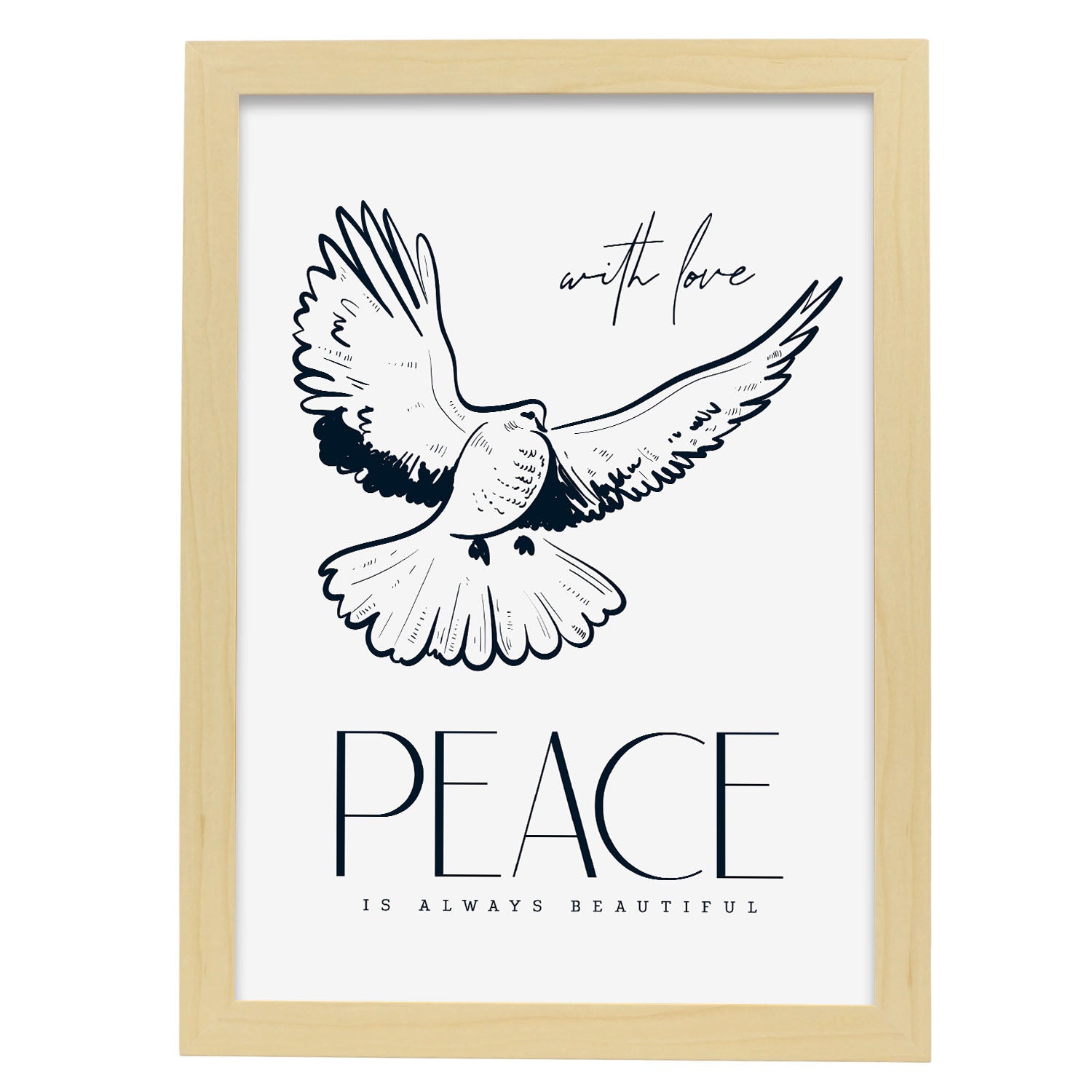 Dove peace-Artwork-Nacnic-A3-Marco Madera clara-Nacnic Estudio SL