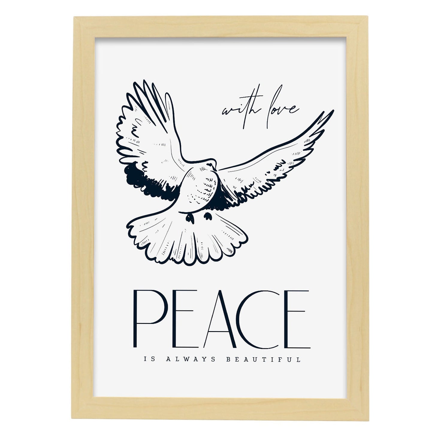 Dove peace-Artwork-Nacnic-A3-Marco Madera clara-Nacnic Estudio SL