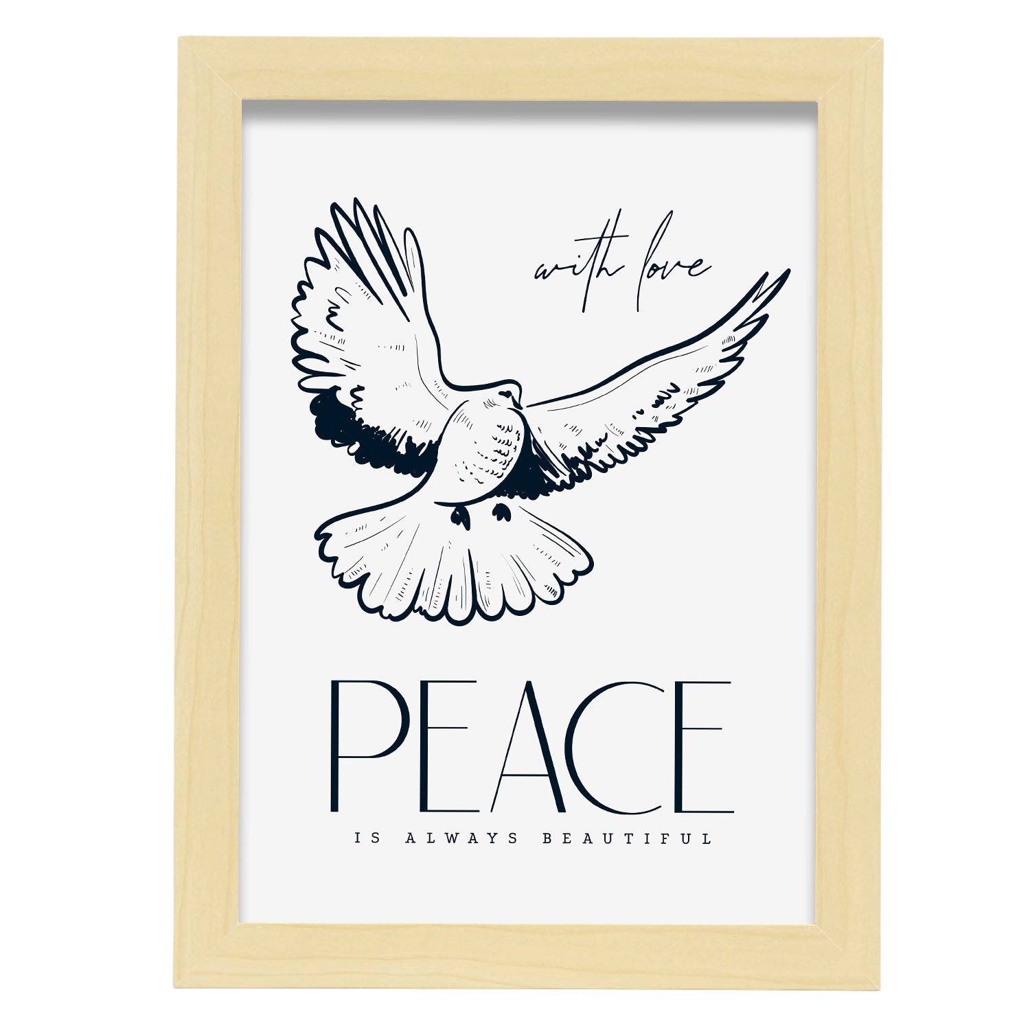 Dove peace-Artwork-Nacnic-A4-Marco Madera clara-Nacnic Estudio SL