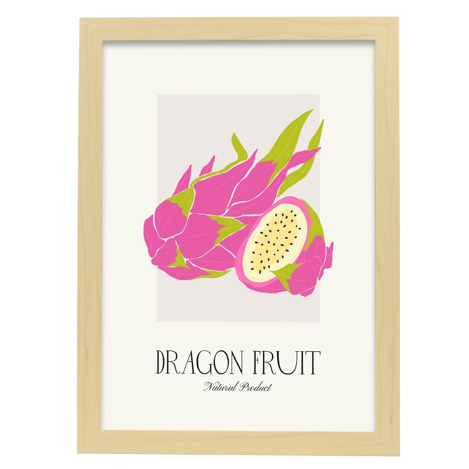 Dragon Fruit-Artwork-Nacnic-A3-Marco Madera clara-Nacnic Estudio SL