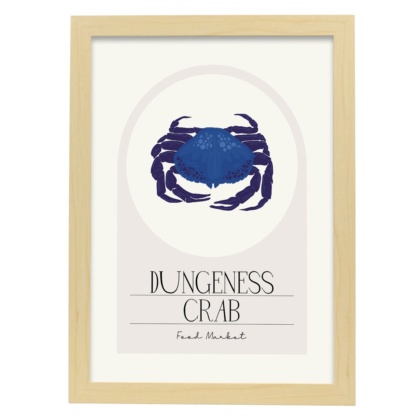 Dungeness Crab-Artwork-Nacnic-A3-Marco Madera clara-Nacnic Estudio SL