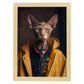 El gato nacnico Peterbald se vistió con el accesor de ropa humana. Estampados de arte de pared estético para el diseño de dormitorio o sala de estar.-Artwork-Nacnic-A4-Marco Madera clara-Nacnic Estudio SL
