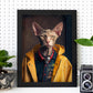 El gato nacnico Peterbald se vistió con el accesor de ropa humana. Estampados de arte de pared estético para el diseño de dormitorio o sala de estar.-Artwork-Nacnic-Nacnic Estudio SL