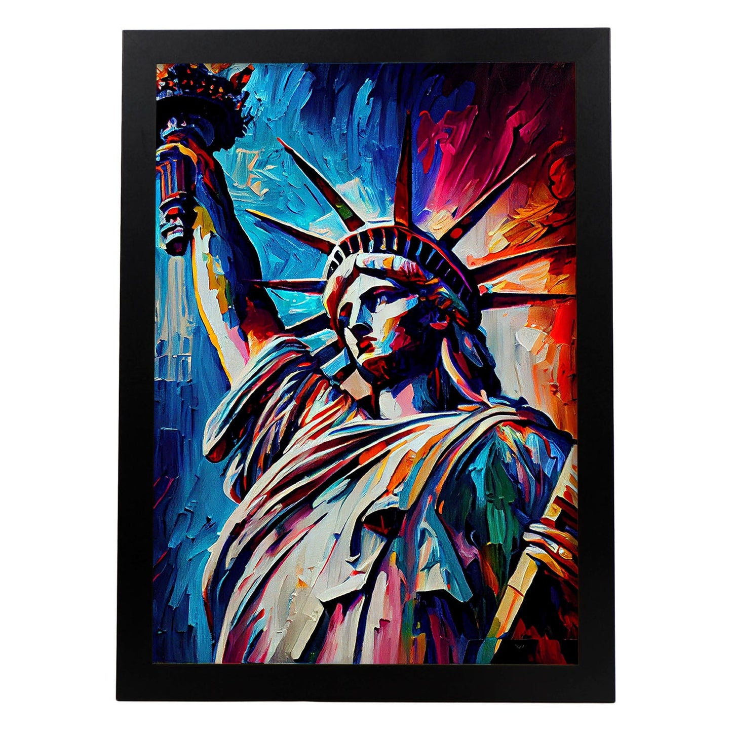 Estatua de Libertad Nacnic NYC New York USA Pintura al óleo Brus. Estampados de arte de pared estético para el diseño de dormitorio o sala de estar.-Artwork-Nacnic-A4-Sin marco-Nacnic Estudio SL