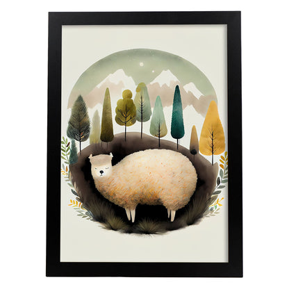 Estilo de precisión de alpaca abstracto nácnico para dormir. Estampados de arte de pared estético para el diseño de dormitorio o sala de estar.-Artwork-Nacnic-A4-Sin marco-Nacnic Estudio SL