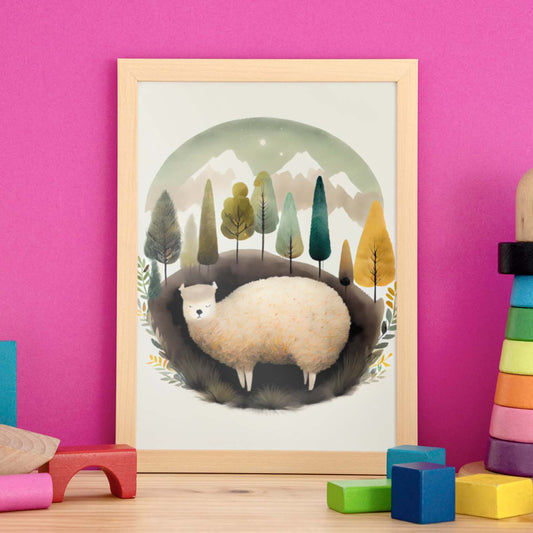 Estilo de precisión de alpaca abstracto nácnico para dormir. Estampados de arte de pared estético para el diseño de dormitorio o sala de estar.-Artwork-Nacnic-Nacnic Estudio SL
