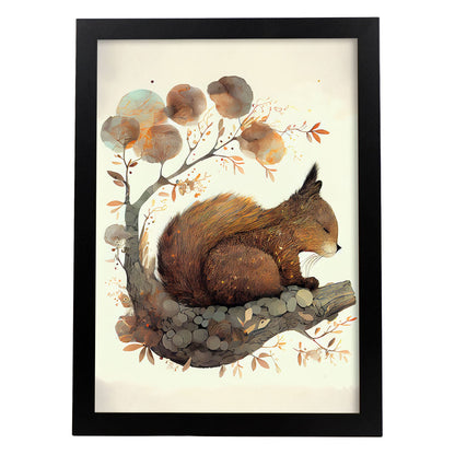 Estilo de precisión de ardilla esponjosa nácnica para dormir. Estampados de arte de pared estético para el diseño de dormitorio o sala de estar.-Artwork-Nacnic-A4-Sin marco-Nacnic Estudio SL