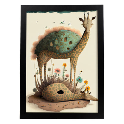 Estilo de precisión de jirafa esponjosa abstracta nácnica. Estampados de arte de pared estético para el diseño de dormitorio o sala de estar.-Artwork-Nacnic-A4-Sin marco-Nacnic Estudio SL